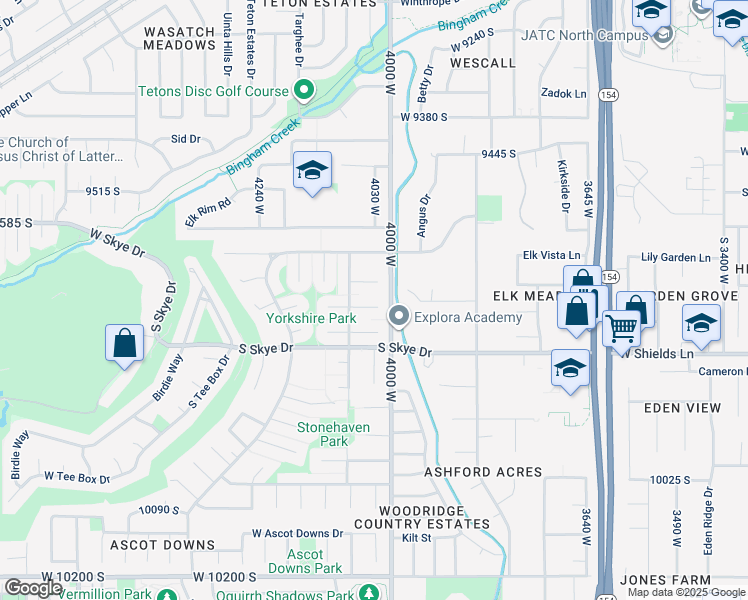 map of restaurants, bars, coffee shops, grocery stores, and more near 4028 Kirkwall Circle in South Jordan