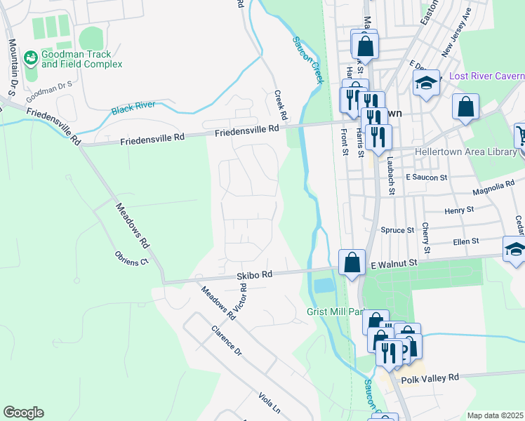 map of restaurants, bars, coffee shops, grocery stores, and more near 1891 Gregory Place in Hellertown