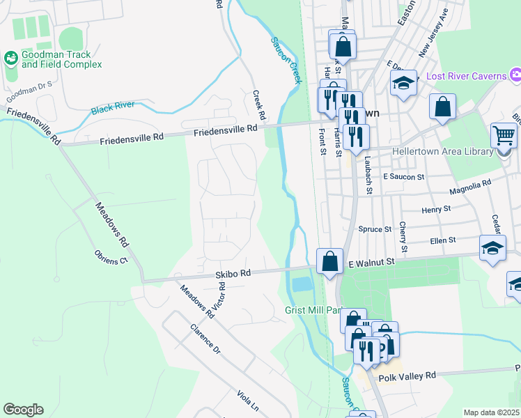 map of restaurants, bars, coffee shops, grocery stores, and more near 1891 Caryn Drive in Hellertown