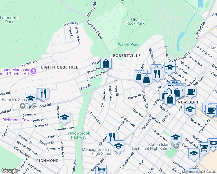 map of restaurants, bars, coffee shops, grocery stores, and more near 8 Dalton Ave in Staten Island