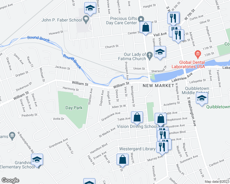 map of restaurants, bars, coffee shops, grocery stores, and more near 133 Roberts Avenue West in Piscataway