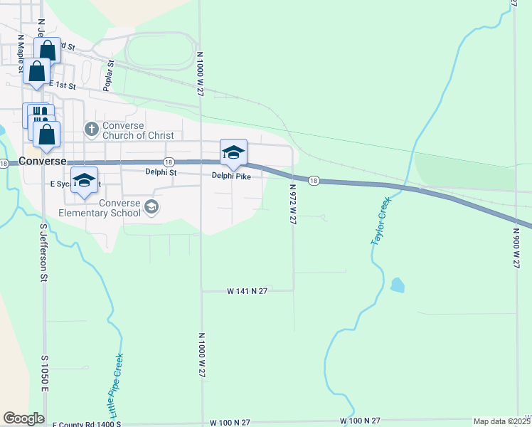 map of restaurants, bars, coffee shops, grocery stores, and more near 1649 North 980 West in Converse