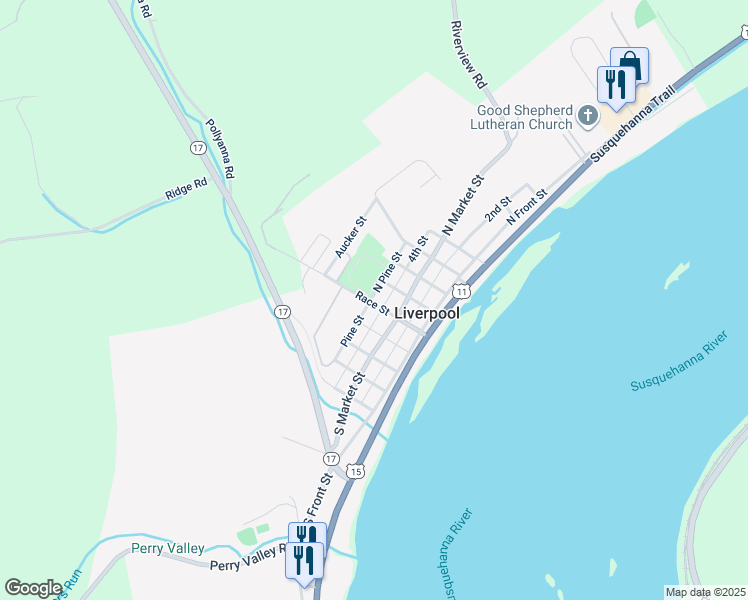 map of restaurants, bars, coffee shops, grocery stores, and more near 406 Race Street in Liverpool