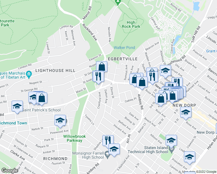 map of restaurants, bars, coffee shops, grocery stores, and more near 8 Dalton Avenue in Staten Island