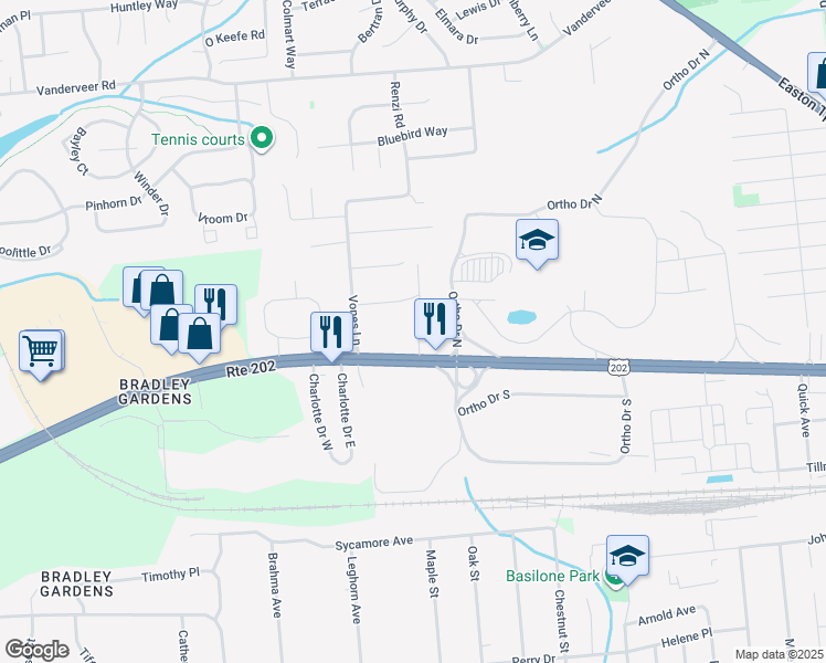 map of restaurants, bars, coffee shops, grocery stores, and more near 1124 U.S. 202 in Raritan