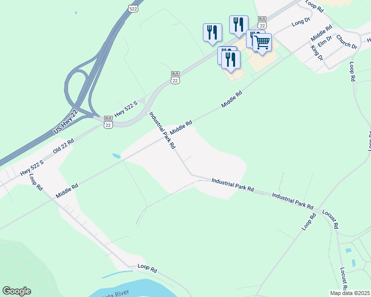 map of restaurants, bars, coffee shops, grocery stores, and more near 31 Industrial Park Road in Lewistown