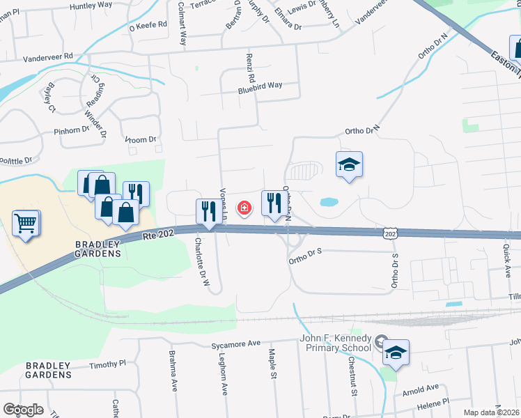 map of restaurants, bars, coffee shops, grocery stores, and more near 1124 U.S. 202 in Raritan