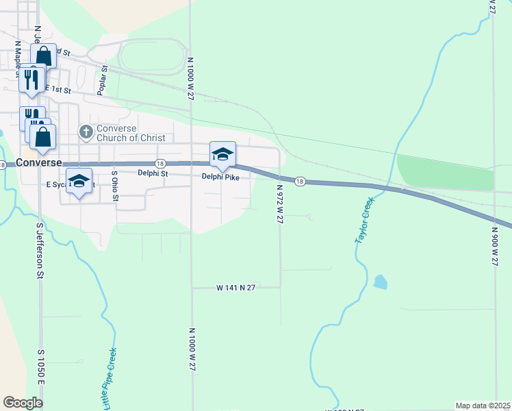 map of restaurants, bars, coffee shops, grocery stores, and more near 1649 North 980 West in Converse