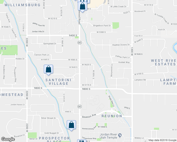 map of restaurants, bars, coffee shops, grocery stores, and more near 9668 South 1630 West in South Jordan
