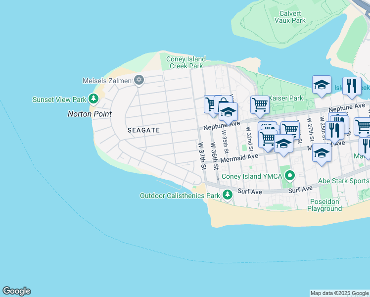 map of restaurants, bars, coffee shops, grocery stores, and more near 3735 Oceanic Avenue in Brooklyn