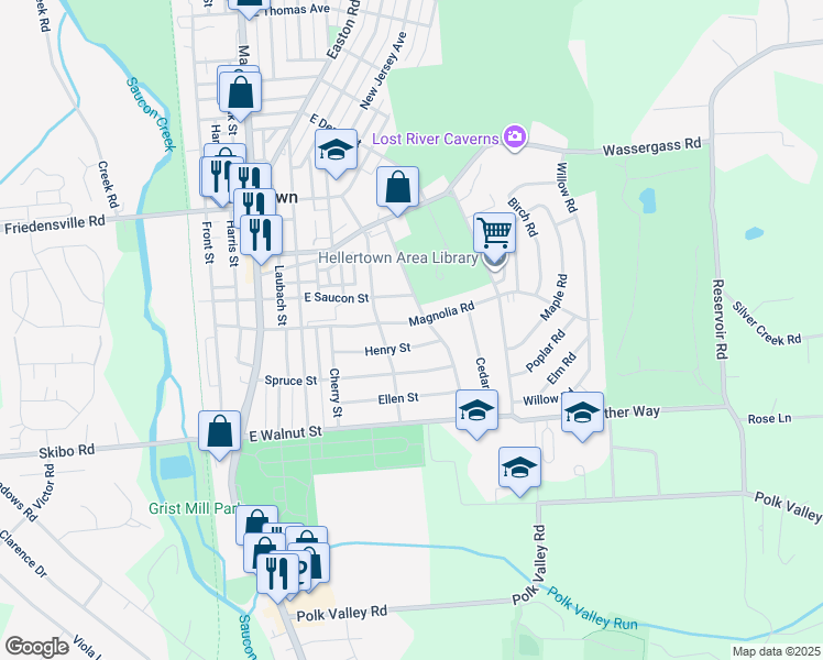 map of restaurants, bars, coffee shops, grocery stores, and more near 534 Magnolia Road in Hellertown