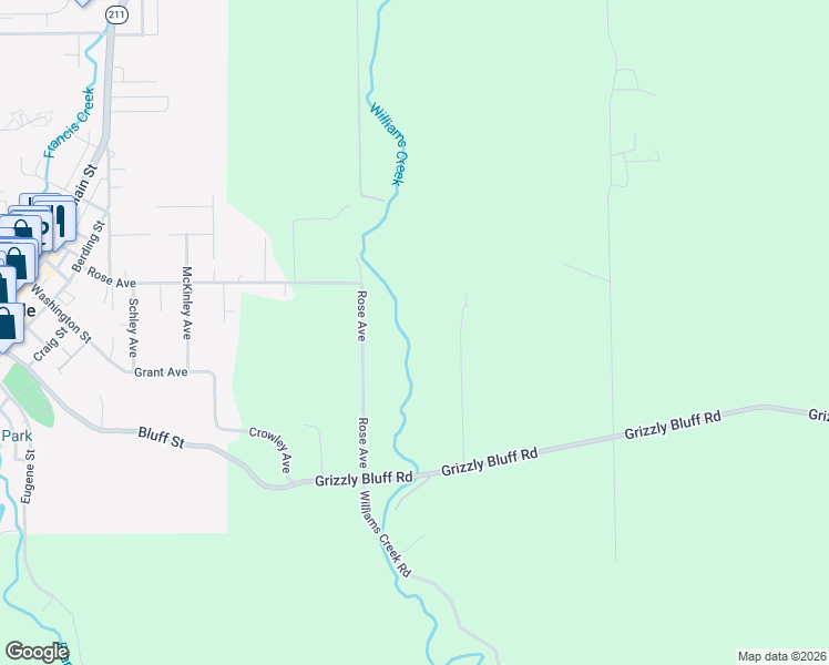 map of restaurants, bars, coffee shops, grocery stores, and more near 1535 Rose Avenue in Ferndale