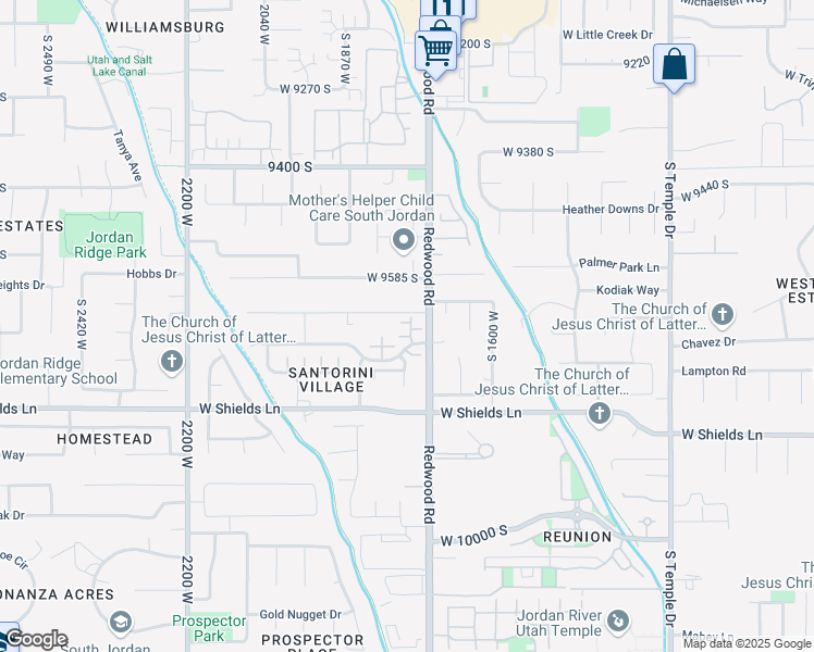 map of restaurants, bars, coffee shops, grocery stores, and more near Nikos Lane in South Jordan
