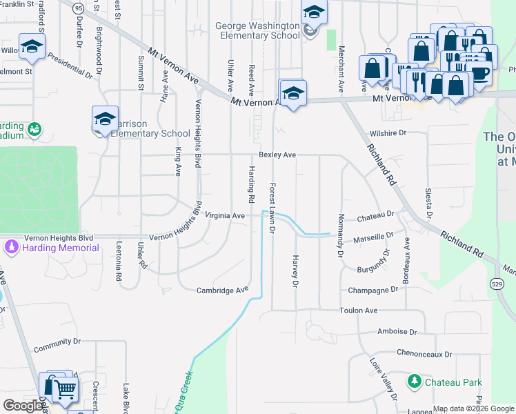 map of restaurants, bars, coffee shops, grocery stores, and more near 800 Cambridge Avenue in Marion