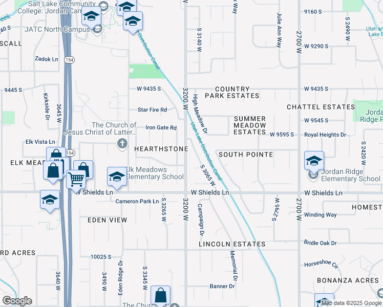 map of restaurants, bars, coffee shops, grocery stores, and more near 9662 South 3065 West in South Jordan