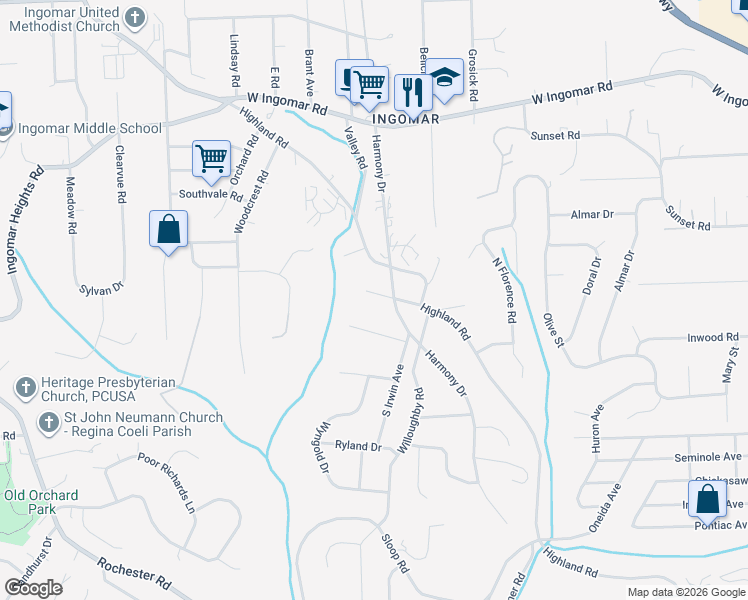 map of restaurants, bars, coffee shops, grocery stores, and more near 749 Glen Manor Road in Pittsburgh
