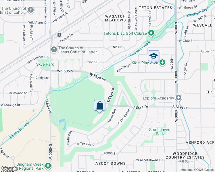 map of restaurants, bars, coffee shops, grocery stores, and more near 4424 West Skye Drive in South Jordan