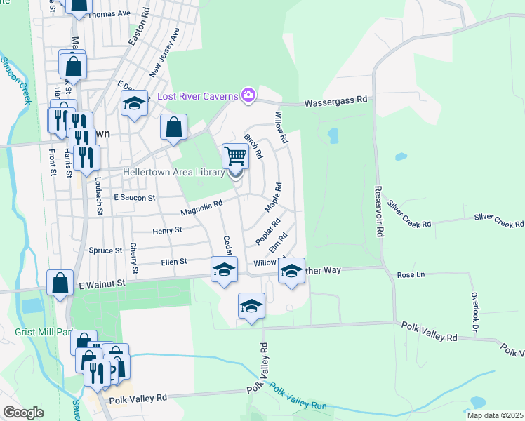 map of restaurants, bars, coffee shops, grocery stores, and more near 839 Maple Road in Hellertown