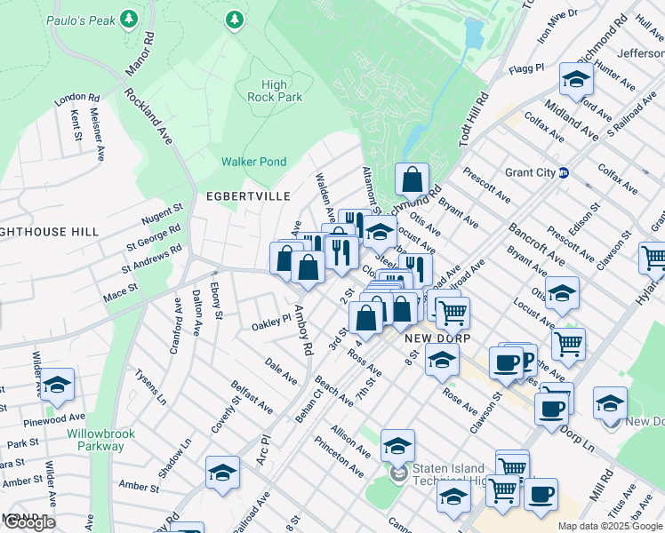 map of restaurants, bars, coffee shops, grocery stores, and more near 39 Saint Stephens Place in Staten Island