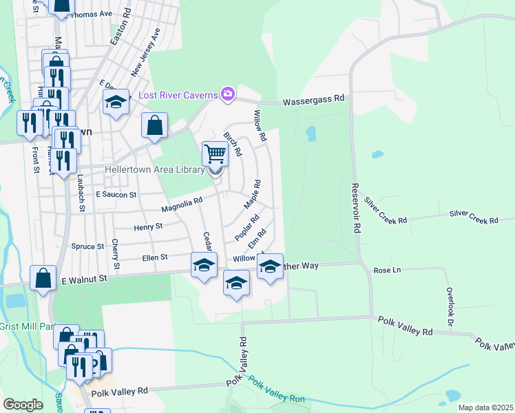 map of restaurants, bars, coffee shops, grocery stores, and more near 908 Magnolia Road in Hellertown