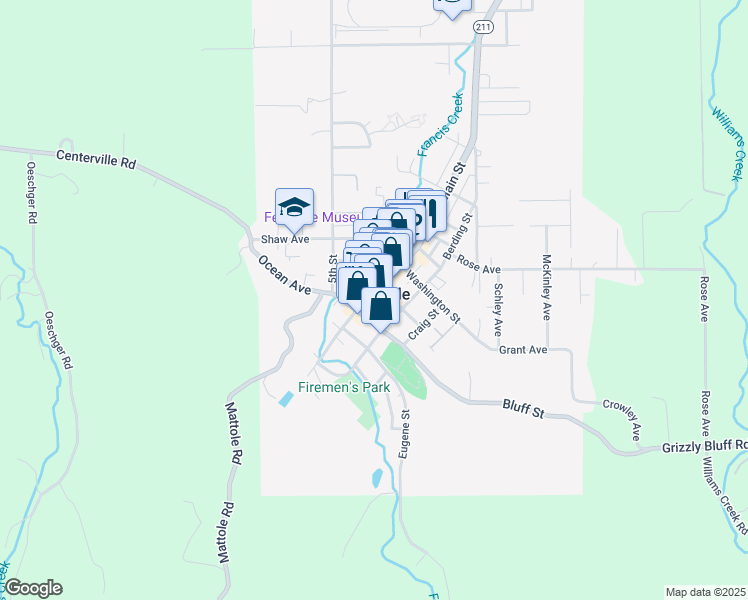 map of restaurants, bars, coffee shops, grocery stores, and more near 358 Main Street in Fortuna
