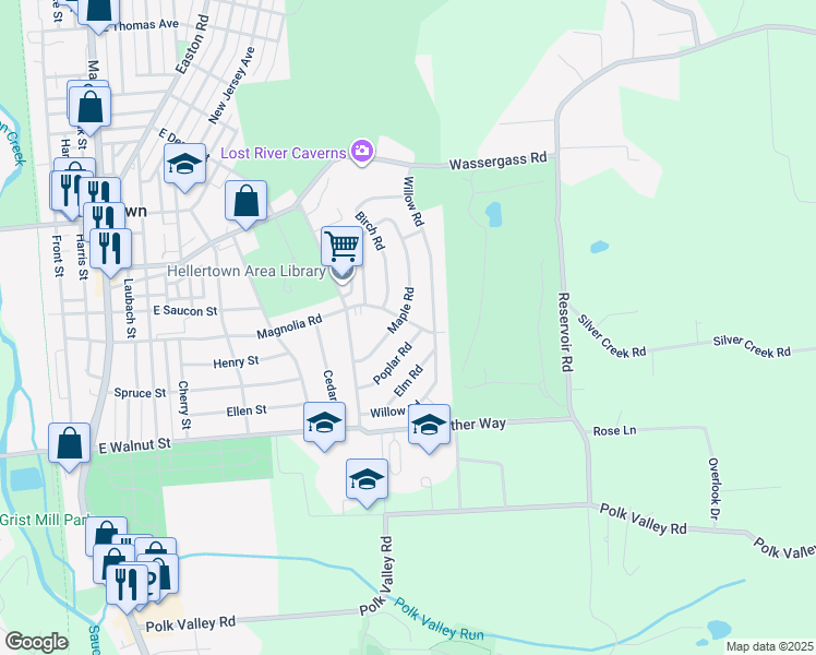 map of restaurants, bars, coffee shops, grocery stores, and more near 908 Magnolia Road in Hellertown