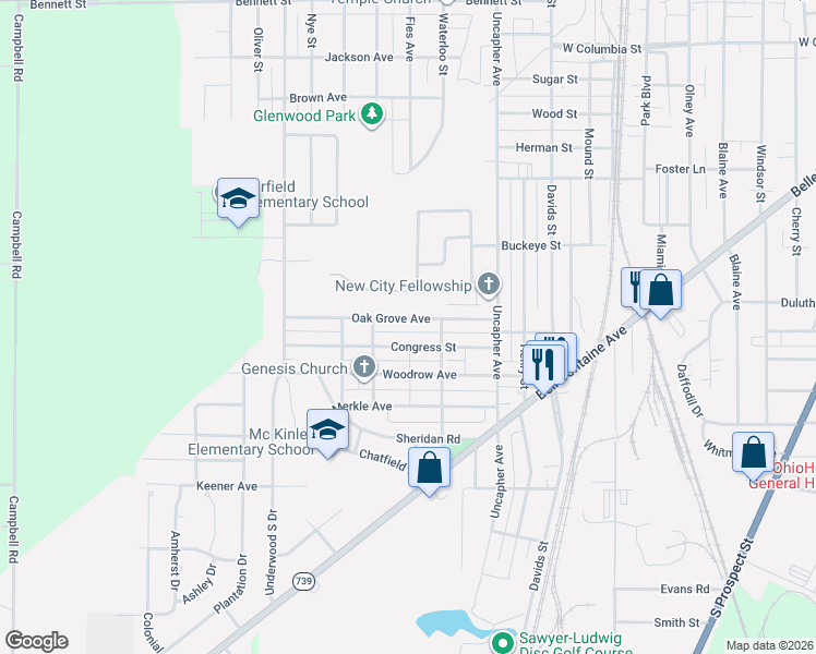 map of restaurants, bars, coffee shops, grocery stores, and more near 882 Oak Grove Avenue in Marion