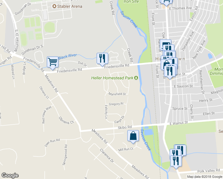 map of restaurants, bars, coffee shops, grocery stores, and more near 1941 Willings Lane in Hellertown