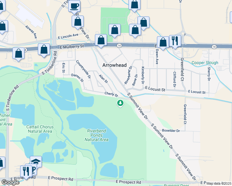 map of restaurants, bars, coffee shops, grocery stores, and more near 2900 Cherly Street in Fort Collins