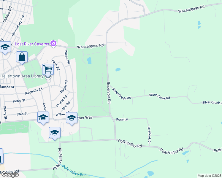 map of restaurants, bars, coffee shops, grocery stores, and more near 3531 Reservoir Road in Hellertown