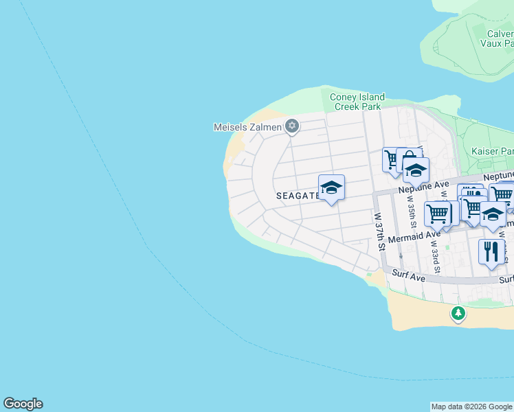 map of restaurants, bars, coffee shops, grocery stores, and more near 4511 Surf Avenue in Brooklyn