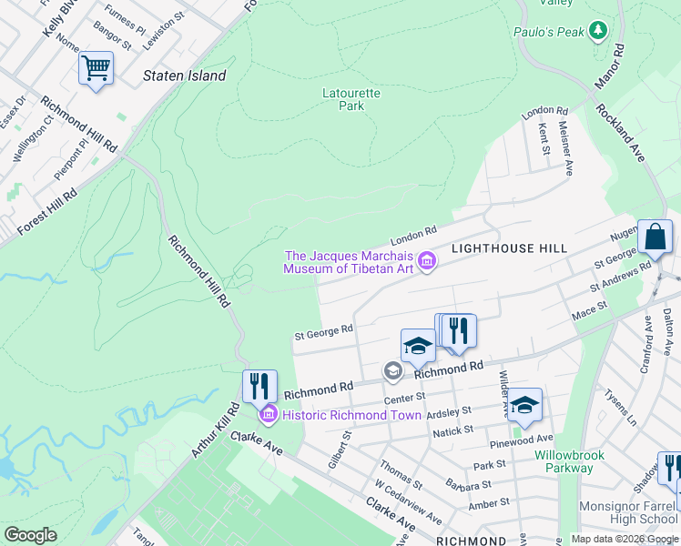 map of restaurants, bars, coffee shops, grocery stores, and more near 435 Edinboro Road in Staten Island