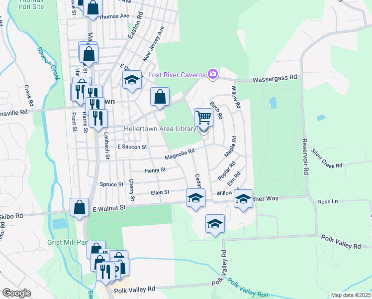 map of restaurants, bars, coffee shops, grocery stores, and more near 751 Magnolia Rd in Hellertown