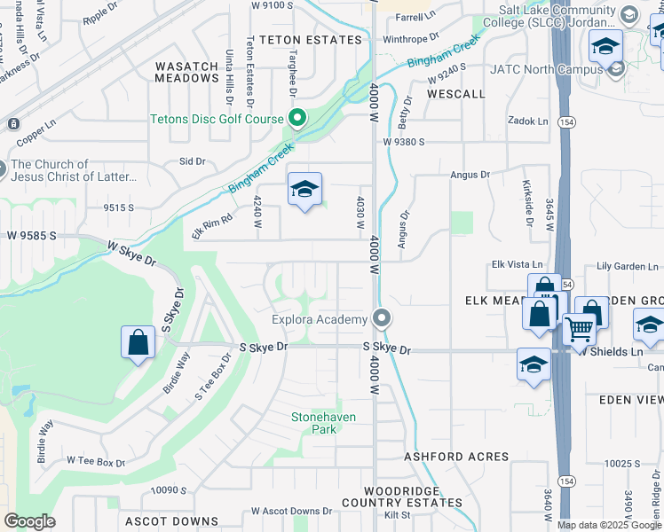 map of restaurants, bars, coffee shops, grocery stores, and more near 4089 Yorkshire Drive in South Jordan