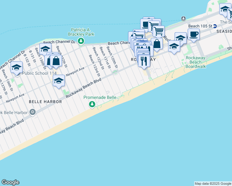 map of restaurants, bars, coffee shops, grocery stores, and more near 131 121 Street in Queens