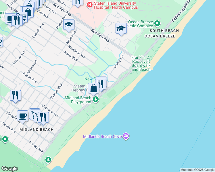 map of restaurants, bars, coffee shops, grocery stores, and more near 785 Father Capodanno Boulevard in Staten Island