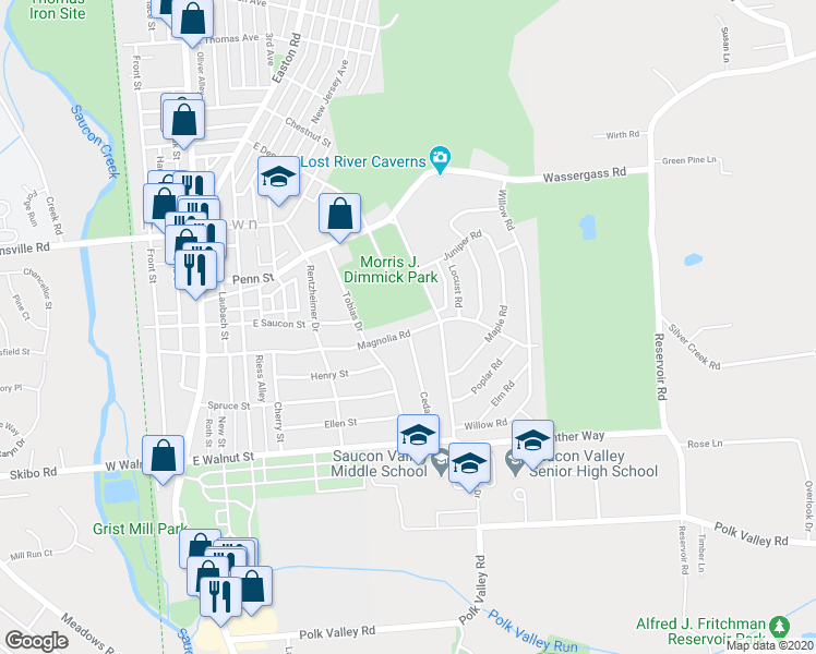 map of restaurants, bars, coffee shops, grocery stores, and more near 763 Magnolia Road in Hellertown
