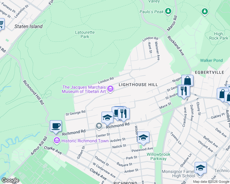 map of restaurants, bars, coffee shops, grocery stores, and more near 314 Lighthouse Avenue in Staten Island