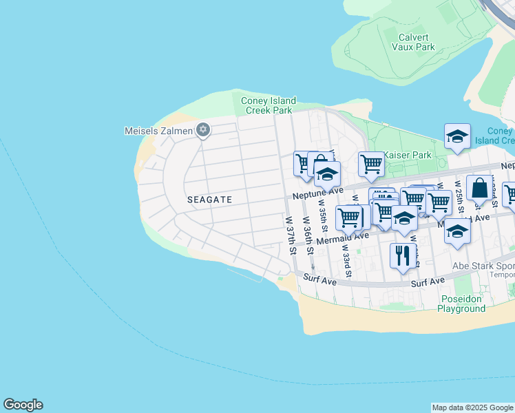 map of restaurants, bars, coffee shops, grocery stores, and more near 3917 Seagate Avenue in Brooklyn
