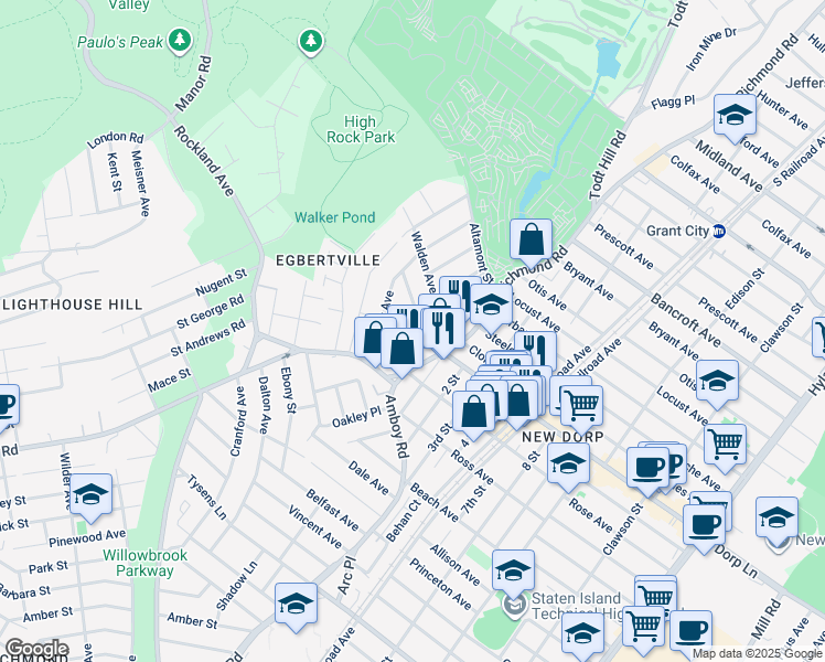map of restaurants, bars, coffee shops, grocery stores, and more near 39 Saint Stephens Place in Staten Island