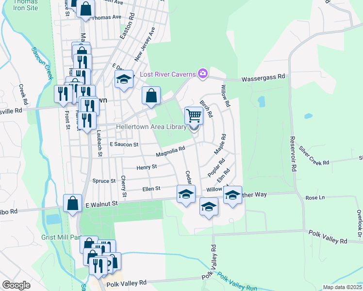 map of restaurants, bars, coffee shops, grocery stores, and more near 751 Magnolia Road in Hellertown