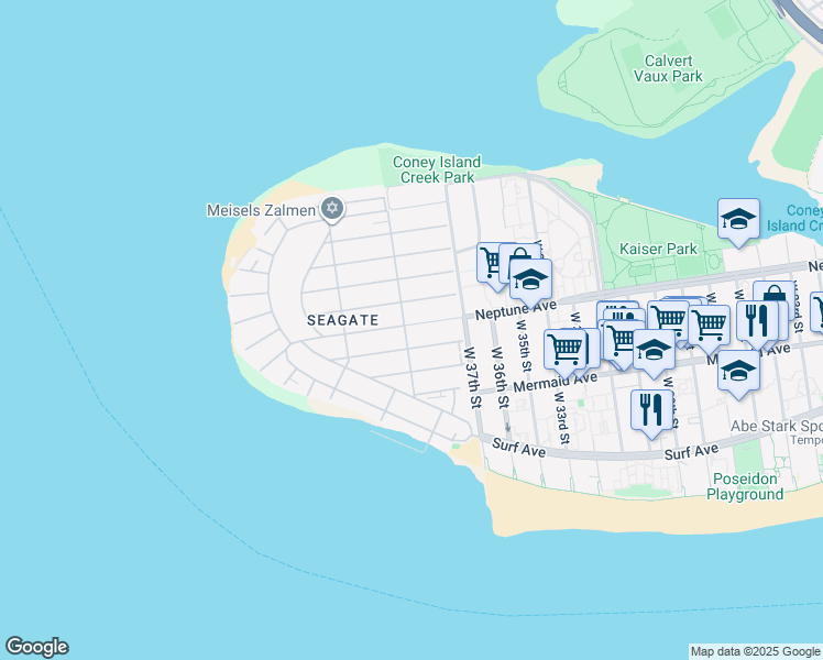 map of restaurants, bars, coffee shops, grocery stores, and more near 3917 Seagate Avenue in Brooklyn