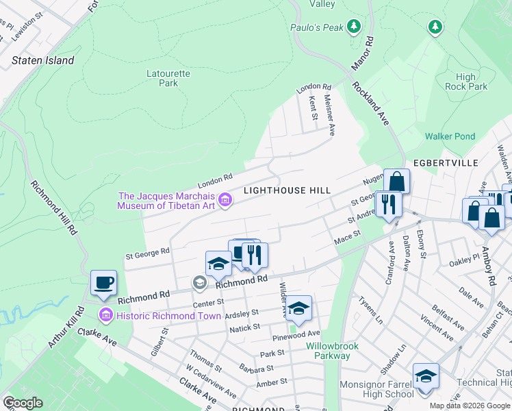 map of restaurants, bars, coffee shops, grocery stores, and more near 283 Nugent Street in Staten Island