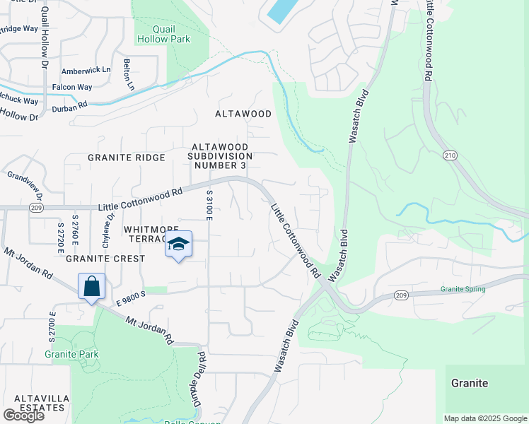 map of restaurants, bars, coffee shops, grocery stores, and more near 9618 Ruskin Circle in Sandy