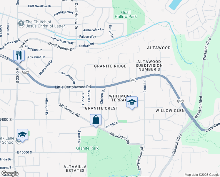 map of restaurants, bars, coffee shops, grocery stores, and more near 9623 Tannenbaum Cove in Sandy