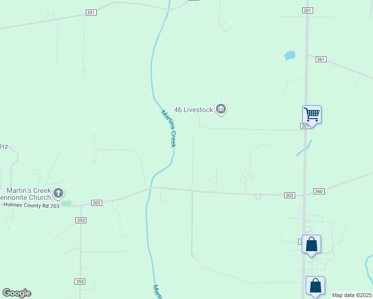 map of restaurants, bars, coffee shops, grocery stores, and more near 5805 County Road 203 in Millersburg