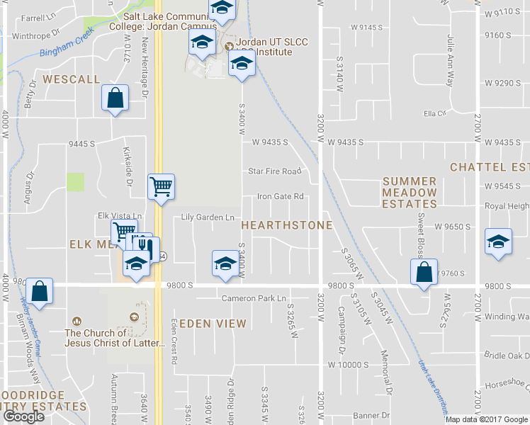 map of restaurants, bars, coffee shops, grocery stores, and more near 9616 Swallowtail Circle in South Jordan