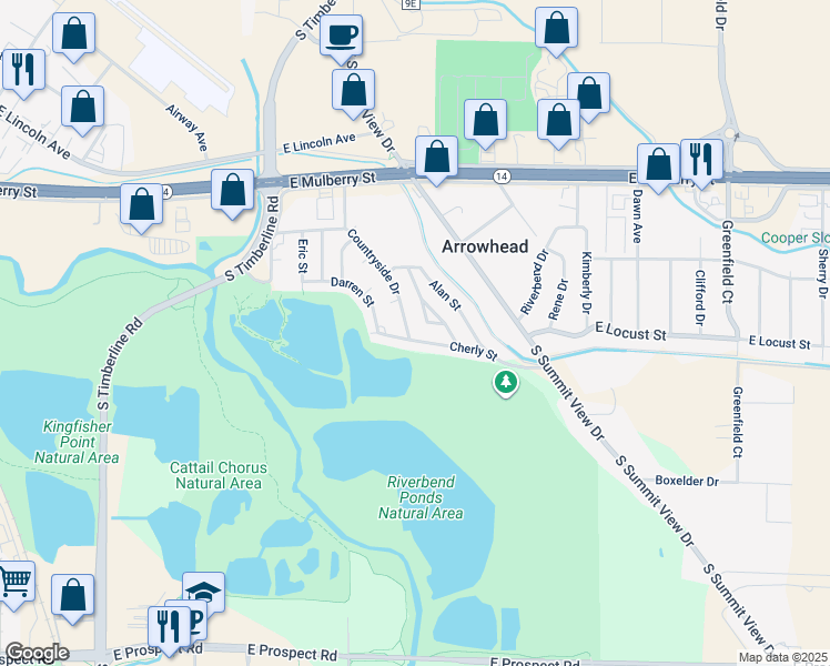 map of restaurants, bars, coffee shops, grocery stores, and more near 808 Countryside Drive in Fort Collins
