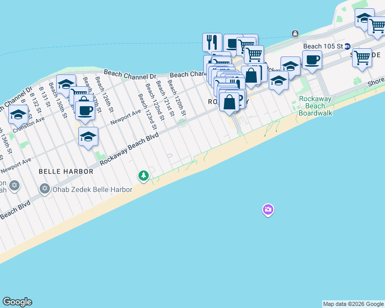 map of restaurants, bars, coffee shops, grocery stores, and more near 131 121 Street in Queens