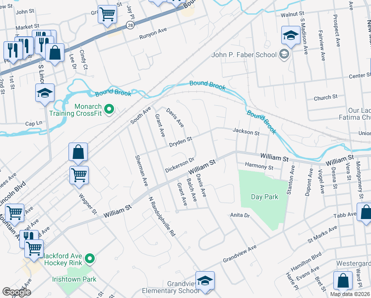 map of restaurants, bars, coffee shops, grocery stores, and more near 10 Lund Court in Piscataway